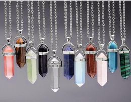 Pendant Necklace Crystals Amethyst Rose Quartz Bead Chakra Healing Point Women Men Natural Stone Pendants Leather Necklaces GC4189898497