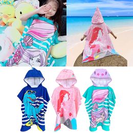 Child Microfiber Hooded Beach Towel Changing Towel for Kids Soft and Breathable Poncho Bath Towel Quick Dry Swimming Boys girls