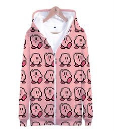 Winter Mens Jackets and Coats Anime Kirby 3D Hoodie Fleece Zipper Hooded Sweatshirt Outwear Warm Coat Kawaii Clothes Cosplay197y3706477