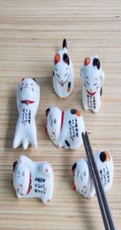 Cute Ceramic Cat Shape Chopstick Stand Rest Spoon Holder Tableware Storage Rack for Kitchen Supplies2195793