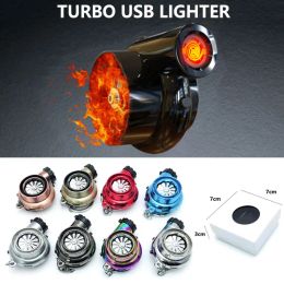 Rings Edc Outdoor Turbine Lighter Turbo Cigarette Lighter Usb Charging Keychain Metal Car Keychain Pendant Car Modified Creative Gifts