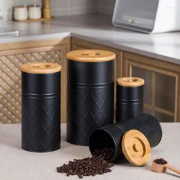 Storage Bottles Kitchen Canisters Set With Bamboo Lid Airtight Metal Cereal Container Food Jars For Coffee Sugar Tea Flour Organiser Box