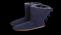 New 7803 designer boots lia women girl classic luxury snow boots bowtie ankle Half bow fur boot winter black Chestnut5055583