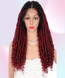 Beauart 4x4quot Swiss Lace Front Faux Locs Knotless Braided Wigs with Bohemian Curls Ends Synthetic Dreadlocks Braids Wigs54403845902551