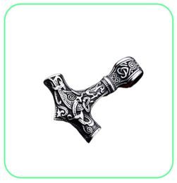 Vintage Men039s Stainless Steel Pendant Necklace Engraving Viking Hammer Mjolnir Norse Jewelry8031611