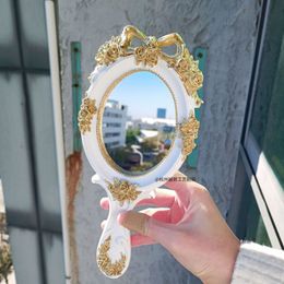 European-Style Retro Decorative Mirror Handheld Mirror Hand Oval Hotel Photography Antique Baroque Golden