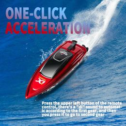 Mini RC Boat 5km/h Water Ship Toy Pool Toys Models Radio Remote Controlled High Speed Ship with LED Light Palm Boat Gifts
