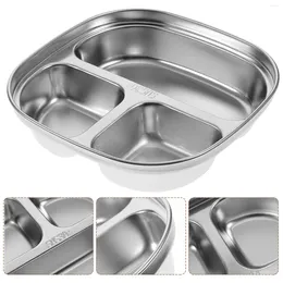 Bowls Snack Plate Eating Household Tableware Stainless Steel Divided Serving Tray Compartment Lunch Dish Kitchen