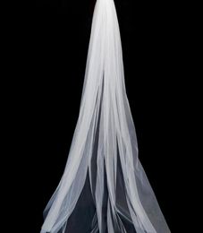 Simple Soft Tulle Wedding Veils for Bride White Cathedral Length Cut Edage Bridal Veil with Comb for Beach Wedding Party