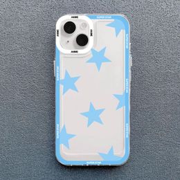 Luxury Black White Star Printed Phone Case for IPhone 11 12 13 14 15 Pro Max XS XR X SE 20 7 8 Plus Shockproof Soft Bumper Cover