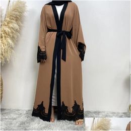 Abbigliamento etnico tacchino dubai kaftan in pizzo aperto abaya abito musulmano eid ramadan abita islamica femme musman caftan kimono cardigan dr oty70