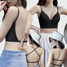 Bras Backless Bra Invisible Bralette Ice Silk Low Back Underwear Push Up Brassiere Women Seamless Lingerie Wedding Sexy Corset