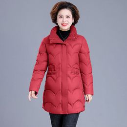 Middle Aged Women's Winter Jackets Casual Thick Warm Long Parkas Elegant Quilted Padded Coat for Women Overcoat