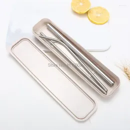 Drinking Straws 50 Sets Metal Straw Set Stainless Steel With Box Packing Cleaner Brush For Party Bar