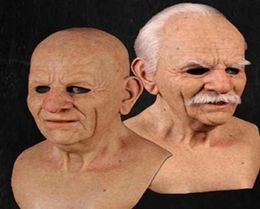 Old Man Mask Halloween Creepy Wrinkle Face Mask Halloween Costume Realistic Latex Masquerade Carnival Men Face245C4732249