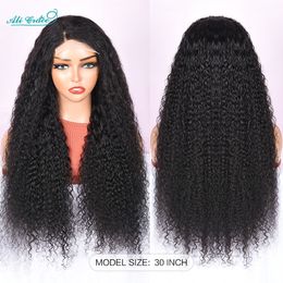 Ali Grace Wigs Bleached Knots Curly 5x5 Lace Closure Wigs For Women Pre Plucked Hairline Deep Curly Human Hair Wigs