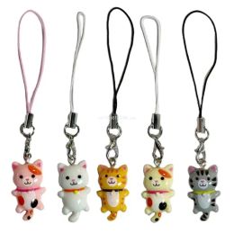 Cell Phone Strap Keychain Cat Pendant Phone Lanyard Anti Lost Keyring Jewellery Dropship