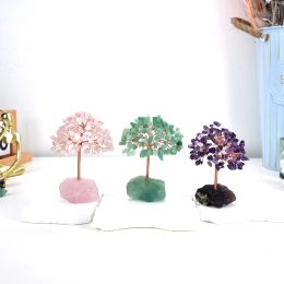 Lucky Crystal Tree Random Stone Base Natural Crystals Money Tree for Positive Energy Crystal Tree Home Office Decoration