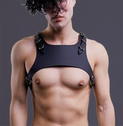 Qfurdream Harness Male Shoulder Belts Pastel Men Leather Belt Adjustable Metal Buckle Waist Body Bondage Toys for Man1415209