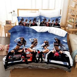 Bedding Sets Sports Car Beauty Set Cartoon Duvet Covers Pillowcases Sexy Woman 3d Comforter Cover Bed Linens Bedclothes 150