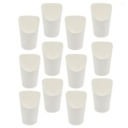 Disposable Cups Straws 50 Pcs Paper Food Containers Chip Cup Fries Oblique Sandwich White Kraft Ice Cream