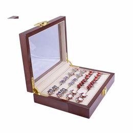 Jewellery Boxes Glass Cufflinks Box For Men High Quality Painted Wooden Collection Display Storage 12Pairs Capacity Rings Drop Deliver Dhcxz