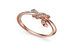925 Sterling Silver Knot Butterfly Ring Woman Plating 18K Rose Gold Luxury Fashion Wedding Gift 2207265037149