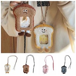 Card Holders Headphone Bag Cartoon Bread Coin Purse Korean Idol Holder Expression Small Doll Itabag Transparent Neck Hanging Gift