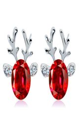 Women Xmas Gift Elegant Jewelry Christmas Pearl Deer Earrings Reindeer Ear Stud GB13537219432