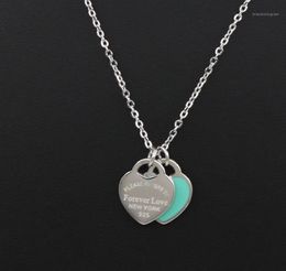 New Arrival Love Double Heart Enamel Ladie FOREVER LOVE Stainless Steel Necklace Drift Bottles Jewelry Whole Gift For Women17192388