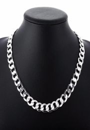 Chains 2022inch 12 Mm Curb Chain Necklace For Men Silver 925 Necklaces Choker Man Fashion Male Jewellery Wide Collar Torque Colar1702864