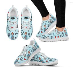 Casual Shoes INSTANTARTS Spring Leisure Sneakers For Ladies Orthopaedic Pattern Flats Lace Up Comfortable Air Mesh Footwear Zapato