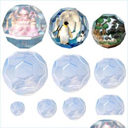 Moulds Hexagonal Cut Surface Sphere Resin Mould Soft Sile Flexible Round Ball Faceted Gem Mod Diy Jewellery Crafts Drop Delivery Tools Equ Dhtkd