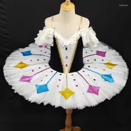 Stage Wear Girls Pancake Ballet Tutu Skirt Ballerina Party Dress Child Kids Dance Costume With Hoop Professional Dancewear