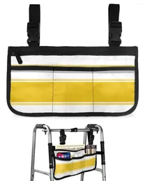 Storage Bags Yellow Stripe Texture Wheelchair Bag With Pockets Armrest Side Electric Scooter Walking Frame Pouch