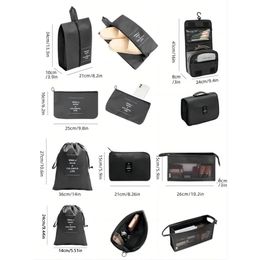 9pcs Travel Storage Bag Portable Suitcase Storage Luggage Clothes Sorting Organizer Set Wardrobe Luggage Clothes Shoe Pouch