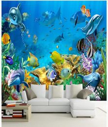 Carta da parati 3d foto personalizzata non tessuto murale Il dipinto di pesce del mondo sottomarino immagine di pittura da parete 3d murales wallpaper9022907