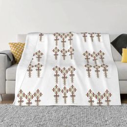 Blankets Ethiopian Cross Art Blanket Flannel Spring Autumn Fabric Pattern Warm Throws For Winter Bedding