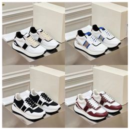 New Luxury Multi material patchwork of cowhide with contrasting colors for men's thick soled lace up sports comfortable fashionable and versatile casual shoes