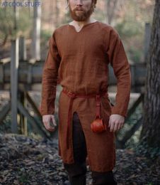 Adult Medieval Spilt Shirt Women Men Viking Costume Victorian Pirate Tunic Top Renaissance Hunter Knight Cosplay Costume Blouse