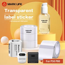 Marklife P50 transparent barcode printing label paper, self-adhesive waterproof self-adhesive paper, thermal label paper, price