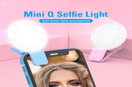 Coloful Mini Q Selfie Ring Light Portable Flash LED USB Clip Mobile Phone For Night Pography Fill Light For iPhone Samsung3295452