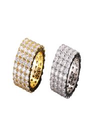 13mm Size 612 4 Rows Tennis Ring Copper Gold Silver Cubic Zircon Iced Out Rings Hip Hop Jewelry4714455