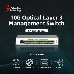 Switches XikeStor 10 Gigabit Switch all 8*10000mbps 3layer Network Management 10gbe 10g 10gb 10gbps SFP+ Ports Switch Fanless