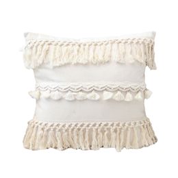 Decorative Throw Pillow Cover With Tassels For Couch Bed Sofa Bedroom Stylish