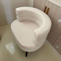 Lamb Velvet Living Room Sofa Chair Bedroom Makeup Chair Backrest Manicure Chair Leisure Seat Stool Armchair Nordic Furniture