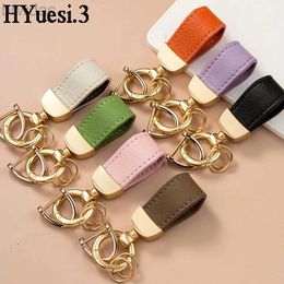 Key Rings 9 Colours Luxury Leather Lanyard Keychain Universal Anti-Lost Metal Horseshoe Buckle With Detachable Key Rings For Women Men 240412