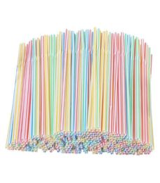 100200pcs Flexible Disposable Straws Plastic Striped Colorful Drinking For Home Wedding Birthday Party Bar Accessories22102373507956