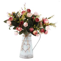 Vases Heart Shaped Flower Arrangement Galvanised Vase Desktop Home Decoration Ornament Pot Iron