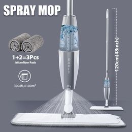 Spray Floor Mop with Replacement Microfiber Pads Washing Flat Home Kitchen Laminate Wood Ceramic Tiles Cleaning Tools 240412